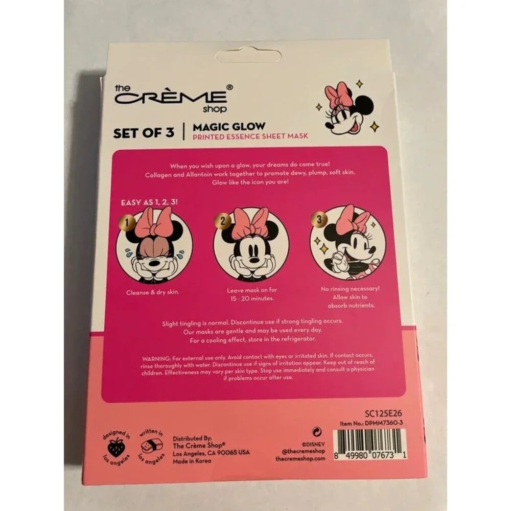 The crème Shop Magic Glow set 3 sheet mask Minnie Mouse